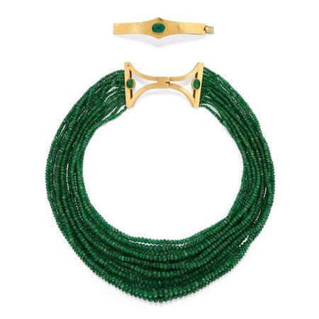 Collana multifili con smeraldi