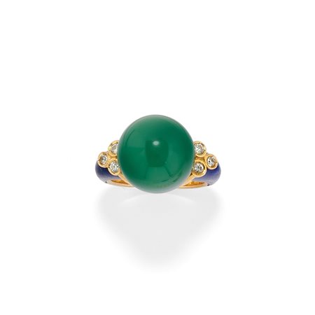 Anello con crisoprasio e lapislazzuli 