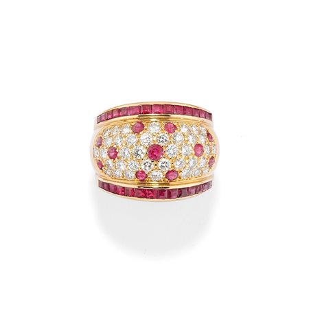 Anello con diamanti e rubini