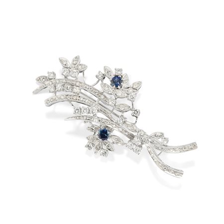 Spilla con diamanti e zaffiri