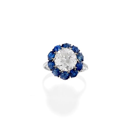 Anello con diamante e zaffiri