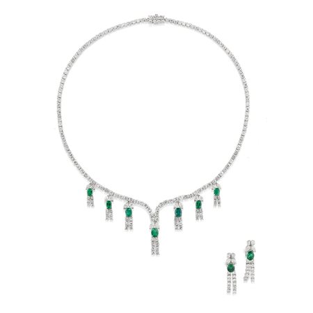 Demi parure con smeraldi e diamanti