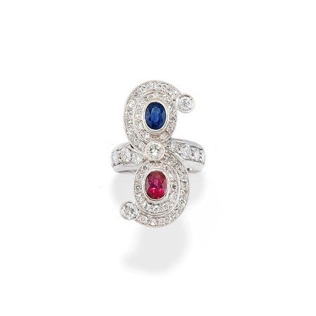 Anello con rubino e zaffiro