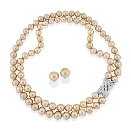 Demi-parure con perle South Sea golden