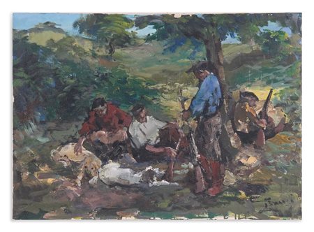 BAUSI FRANCESCO (n. 1907) - CACCIATORI A RIPOSO .