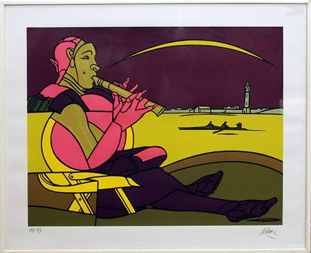 VALERIO ADAMI, "The flageolet", anni '90 circa