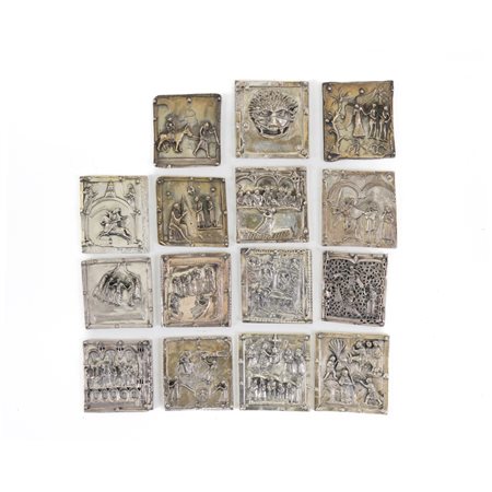 Quindici formelle in argento, manifattura italiana, dopo il 1971