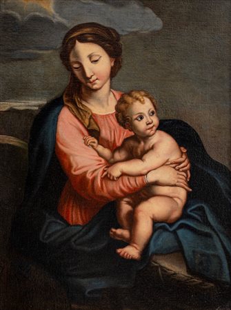 Scuola italiana, secolo XVII - Madonna con Bambino
