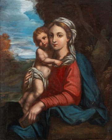 Scuola emiliana, secolo XVII - Madonna con Bambino