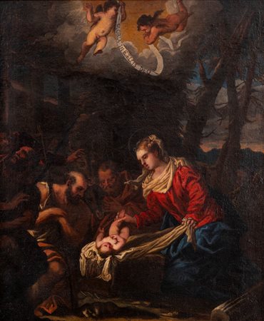 Scuola napoletana, secolo XVII - Adorazione dei pastori