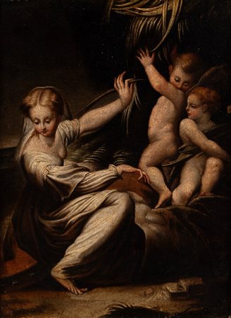 Da Parmigianino, secolo XVIII - Santa Caterina d'Alessandria con angeli