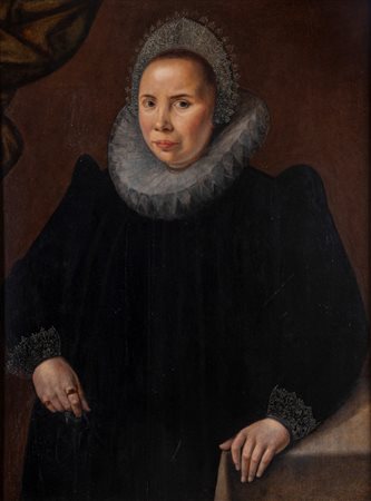 Scuola fiamminga, secolo XVII - Ritratto di gentildonna