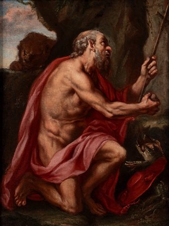 Da Agostino Carracci, secolo XVII - San Girolamo in meditazione