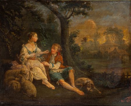 Imitatore di François Boucher - Scena galante en plein air
