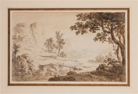 Attribuito a Paolo Anesi (Roma 1697 - 1773) - Paesaggio fluviale