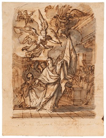 Luigi Vanvitelli - Sant'Orsola (recto); Studio per la decorazione di una sala di Palazzo Sciarra Colonna, Roma (verso)