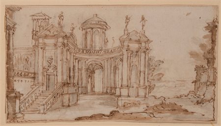 Attribuito a Marco Ricci (Belluno 1676 - Venezia 1730) - Studio di architettura