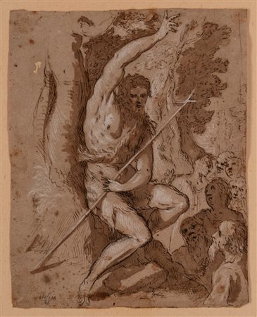 Attribuito a Jacopo Negretti, detto Palma il Giovane (Venezia 1549 - 1628) - La predica di San Giovanni Battista