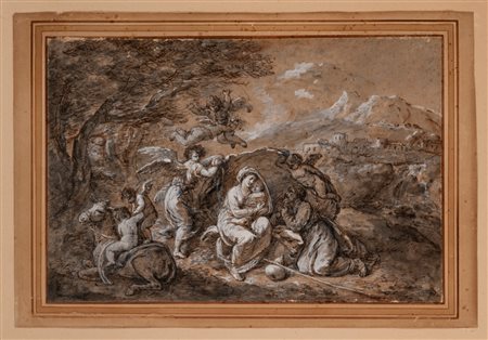 Francesco Zuccarelli (Pitigliano 1702 - Firenze 1788)  - Riposo durante la fuga in Egitto