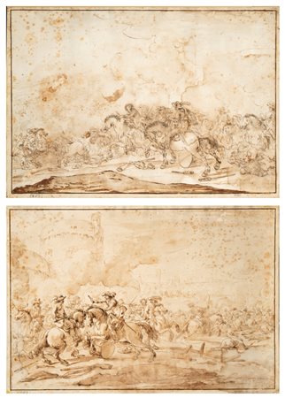 Attribuito a Francesco Simonini (Parma 1686 – Venezia o Firenze circa 1753) - Scene di battaglia