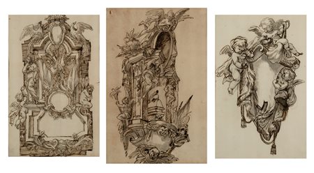 Scuola dell'Italia settentrionale, secolo XVII - Studi per progetti architettonici e scultorei