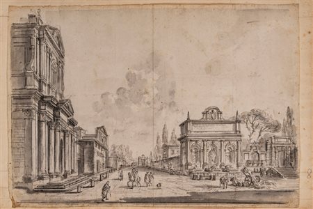 Jean-Baptiste  Lallemand (Francia 1716 - 1803)  - Roma, veduta della Fontana del Mosè