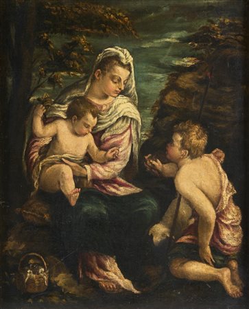 Ambito di Jacopo Bassano - Madonna con Bambino e San Giovannino