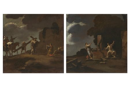 Scuola veneta, secolo XVIII - Incontro con la Veronica durante l'andata al Calvario; Cristo e la Samaritana al pozzo