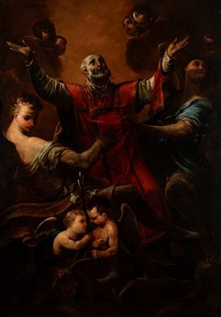 Scuola dell'Italia centrale, fine secolo XVII - inizi secolo XVIII - Sant'Agostino sorretto dagli angeli