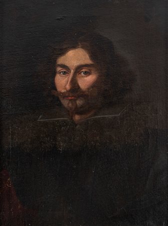 Attribuito a Ottavio Leoni (Roma 1578 - 1630) - Ritratto di gentiluomo a mezzo busto in abito scuro e colletto di pizzo bianco