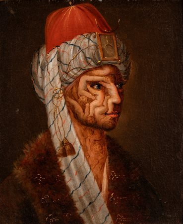 Scuola lombarda, secolo XVII - Ritratto di uomo turco con turbante