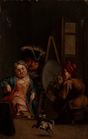 Scuola dell'Italia settentrionale, secolo XVIII - Scena di nani nello studio del pittore