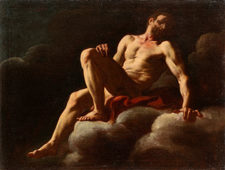 Corrado Giaquinto (Molfetta 1703 - Napoli 1766)  - Studio di nudo maschile seduto su una nuvola