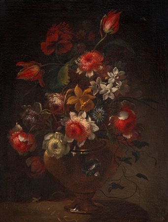 Scuola napoletana, secolo XVII - Peonie ed altri fiori in un vaso