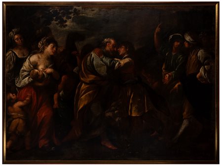 Giuseppe Nuvolone (Milano 1619 - 1703)  - Giacobbe si riconcilia con Labano
