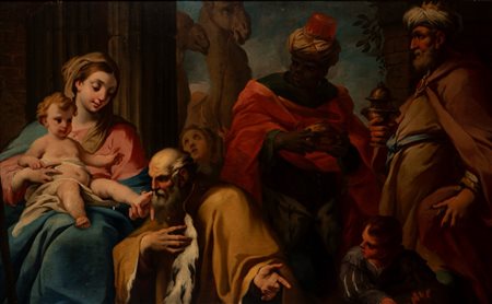 Attribuito ad Antonio Balestra (Verona 1666 - 1740) - Adorazione dei Magi