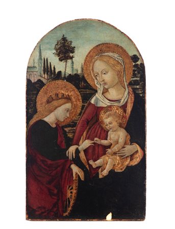 Pseudo Pier Francesco Fiorentino (attivo a Firenze nell'ultimo quarto del Quattrocento) - Matrimonio mistico di Santa Caterina d'Alessandria