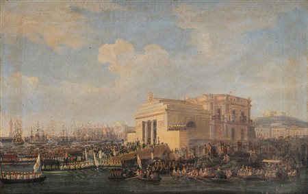 Scuola napoletana, secolo XIX - Lo sbarco dei sovrani di Sardegna alla Deputazione della Salute