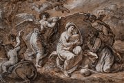 Francesco Zuccarelli (Pitigliano 1702 - Firenze 1788)  - Riposo durante la fuga in Egitto