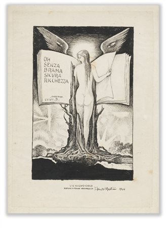 Alberto Martini "Un nuovo cielo" 1946
china su carta
cm 18,5x13,5
Firmato, titol