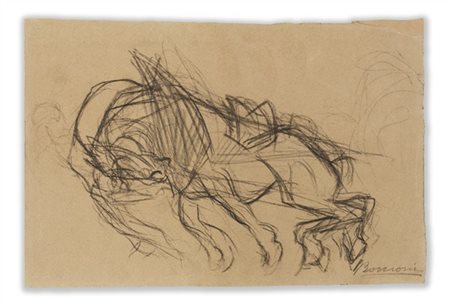 Umberto Boccioni "Gigante e pigmeo" 1910
matita su carta applicata su cartoncino