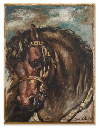Giorgio De Chirico "Testa di cavallo" seconda metà anni '50
olio su tela
cm 40x3