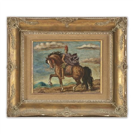 Giorgio De Chirico "Cavaliere frigio" 1938-1939
olio su tela
cm 27,5x35
Firmato