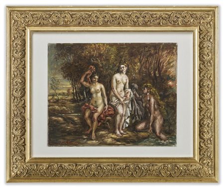 Giorgio De Chirico "Bagnanti" 1946
olio su tela
cm 40x50
Firmato in basso a sini