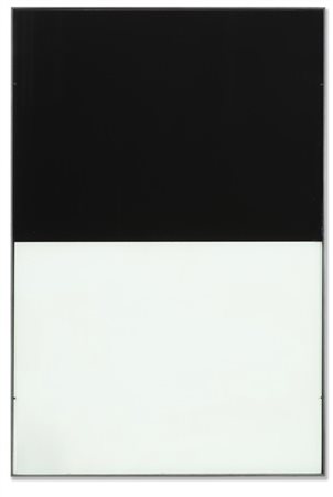 ALBERTO GARUTTI "Senza titolo (Orizzonte)" 1991
smalto su lastra di vetro, corni