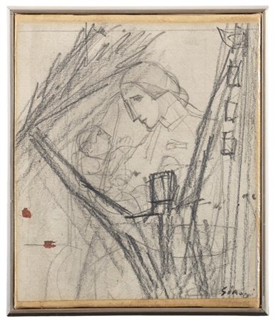 Mario Sironi "Studio di composizione con figura e madre con bambino" 1926 circa