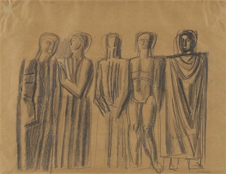 Mario Sironi "Figure" 1937 circa
matita su carta
cm 30,8x41,3
Firma apocrifa in