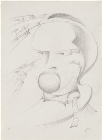 Renato Di Bosso "Ritratto di Crali aeropittore" 1974
matita su carta
cm 32,6x23,