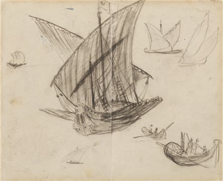 NATALIA GONCHAROVA "Barche a vela" 1902-1903
matita e carboncino su carta
cm 17,