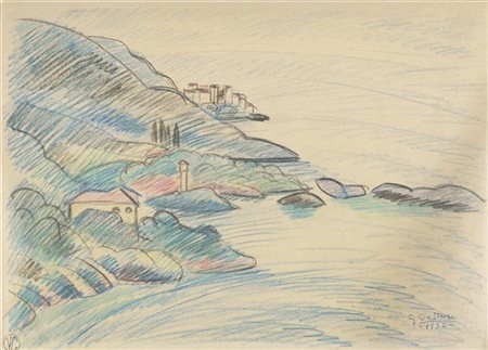 Gerardo Dottori "Studio preparatorio per "Golfo di La Spezia"" 1932
pastelli su
